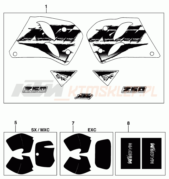Schemat "naklejki" do KTM 300 EGS M/Ö 12KW