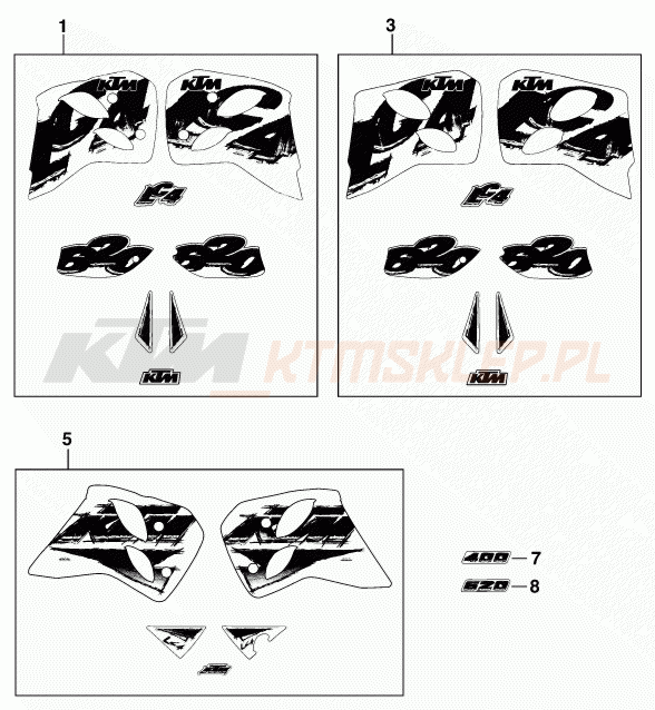 Schemat "naklejki" do KTM 620 EGS WP 37KW 20LT VIOL