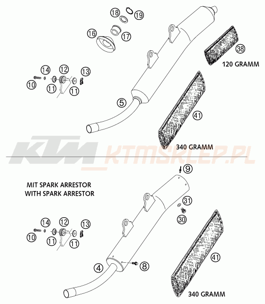 Schemat "MAIN SILENCER" do KTM 300 EXC SIX-DAYS