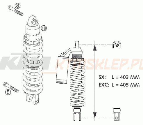 Schemat "amortyzator tył" do KTM 125 SX