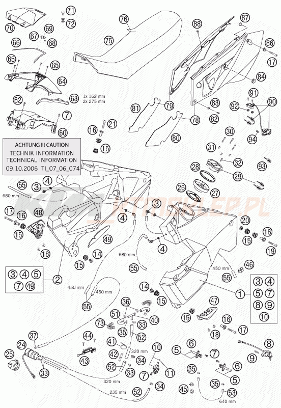Schemat "zbiornik paliwa, siedzenie, pokrowiec" do KTM 950 ADVENTURE S
