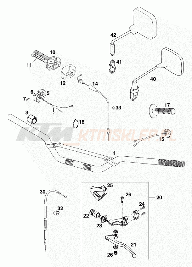 Schemat "kierownica i osprzęt" do KTM 380 EXC 12lt