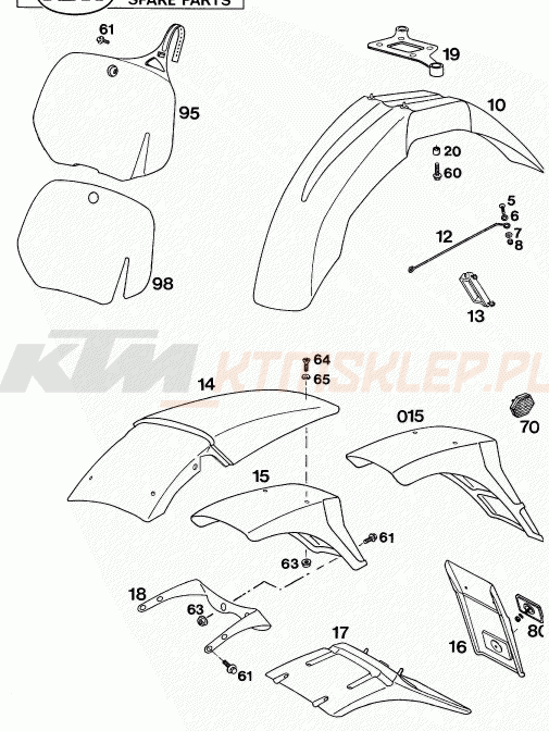 Schemat "czasza, błotniki" do KTM 250 EGS M/Ö 12KW
