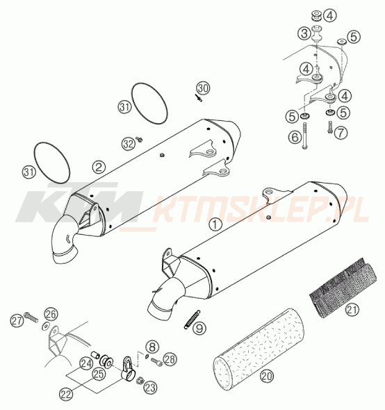 Schemat "układ wydechowy" do KTM 640 DUKE II
