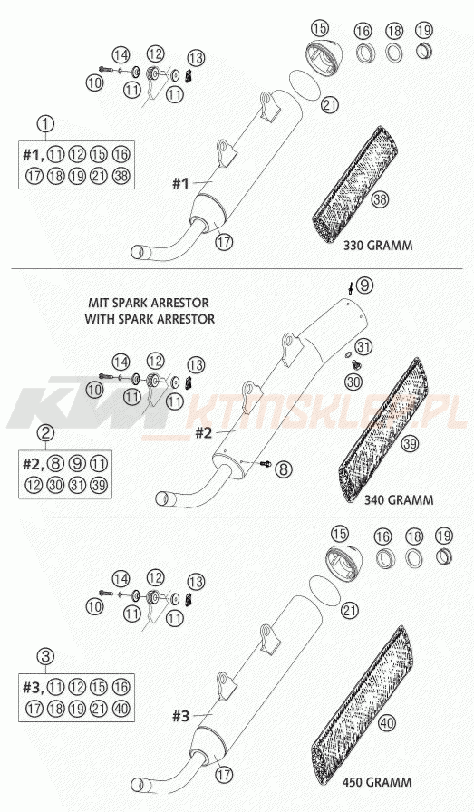 Schemat "układ wydechowy" do KTM 250 EXC