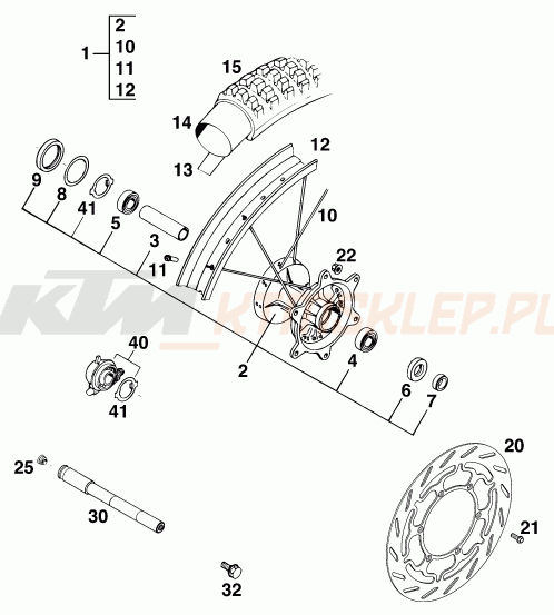 Schemat "koło przód" do KTM 640 LC4