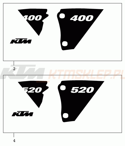 Schemat "naklejki" do KTM 400 SX RACING