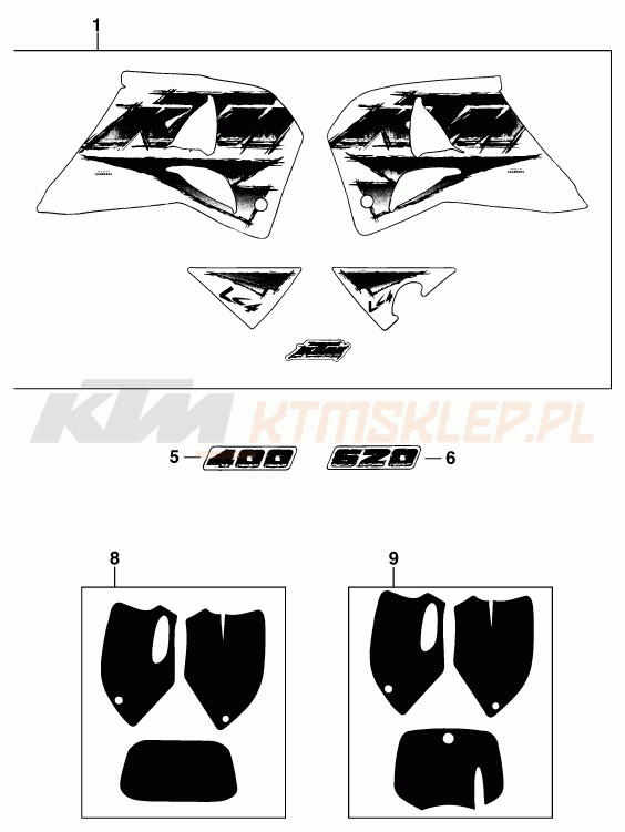 Schemat "naklejki" do KTM 620 SUPER-COMP 4T