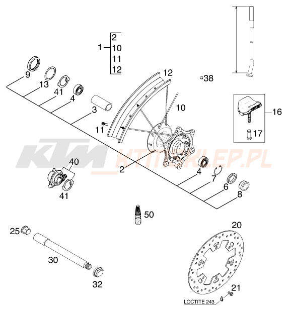 Schemat "koło przód" do KTM 125 EXE 100