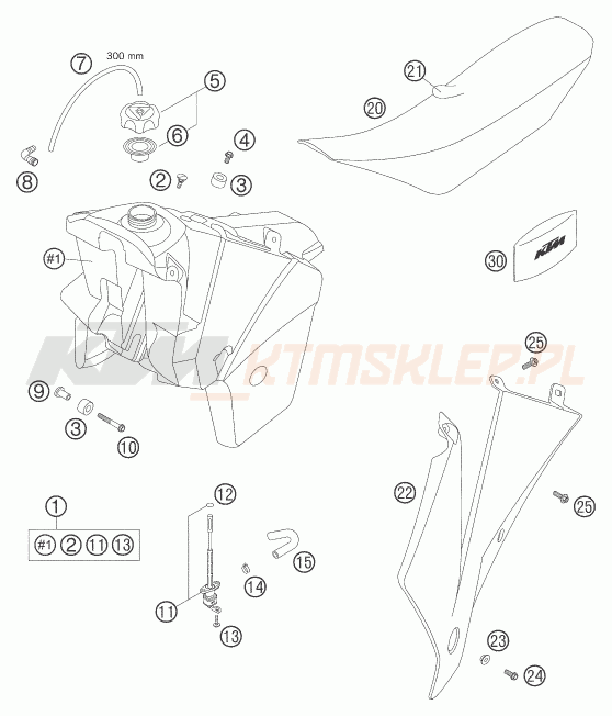 Schemat "TANK, SEAT" do KTM 400 EXC-G RACING