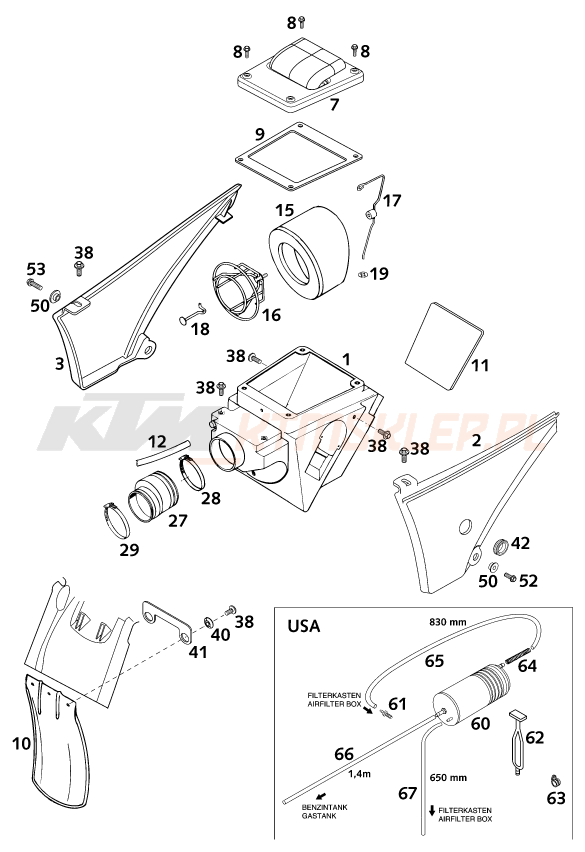 Schemat "filtr powietrza" do KTM 640 DUKE II ROT