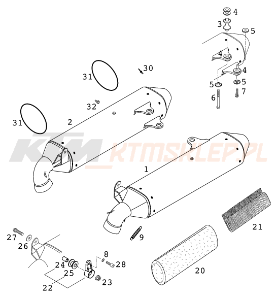 Schemat "MAIN SILENCER" do KTM 640 DUKE II