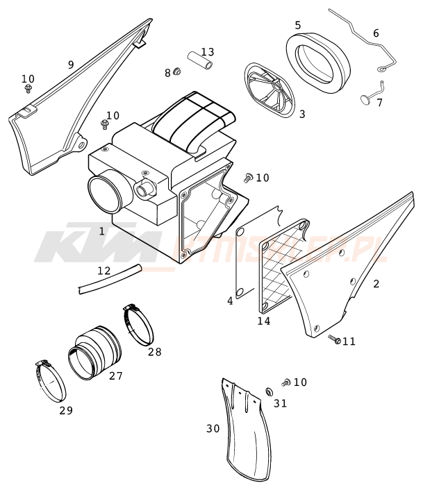 Schemat "filtr powietrza" do KTM 400 LC4-E