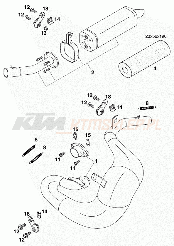 Schemat "układ wydechowy" do KTM 60 SX