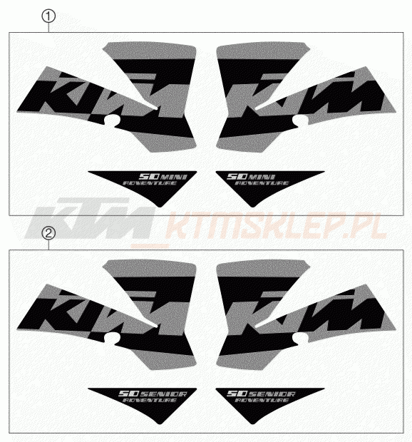 Schemat "naklejki" do KTM 50 SENIOR ADVENTURE