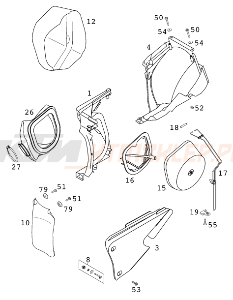 Schemat "filtr powietrza" do KTM 400 EXC RACING