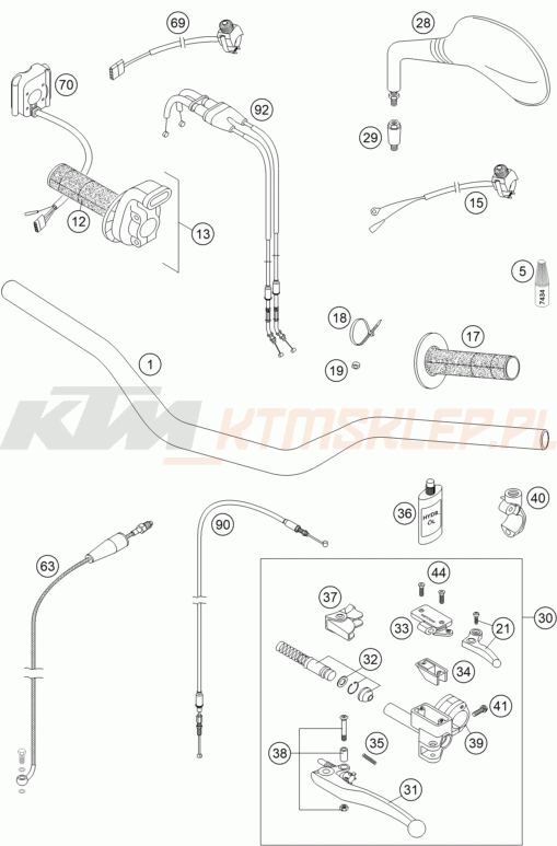 Schemat "kierownica i osprzęt" do KTM 400 EXC RACING