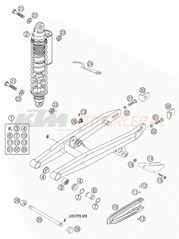 Schemat "wahacz" do KTM 65 SX