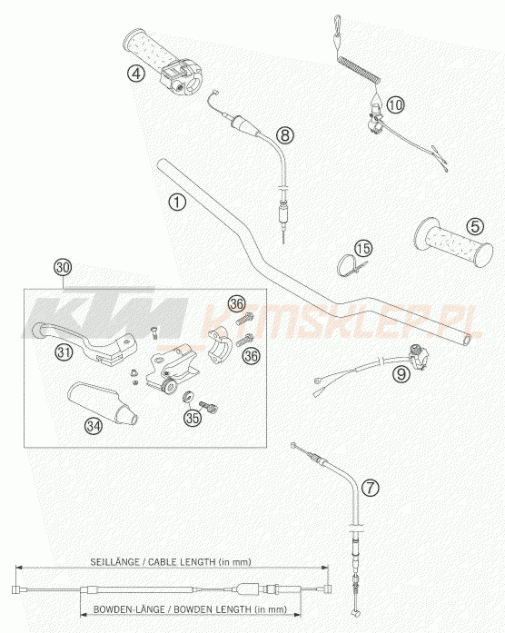 Schemat "kierownica i osprzęt" do KTM 50 MINI ADVENTURE