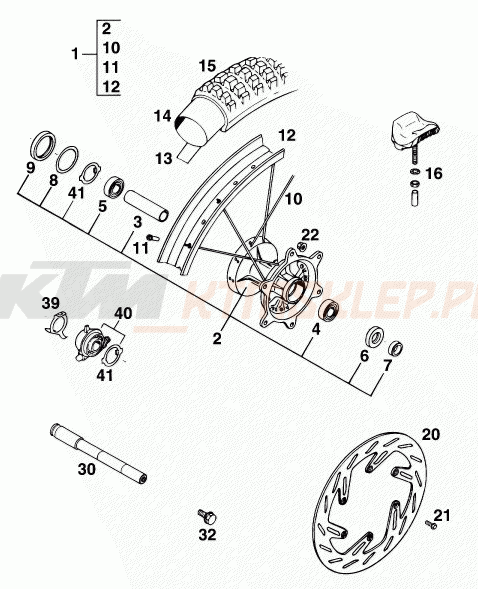 Schemat "koło przód" do KTM 125 E-GS