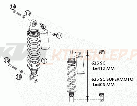 Schemat "amortyzator tył" do KTM 625 SC SUPER-MOTO