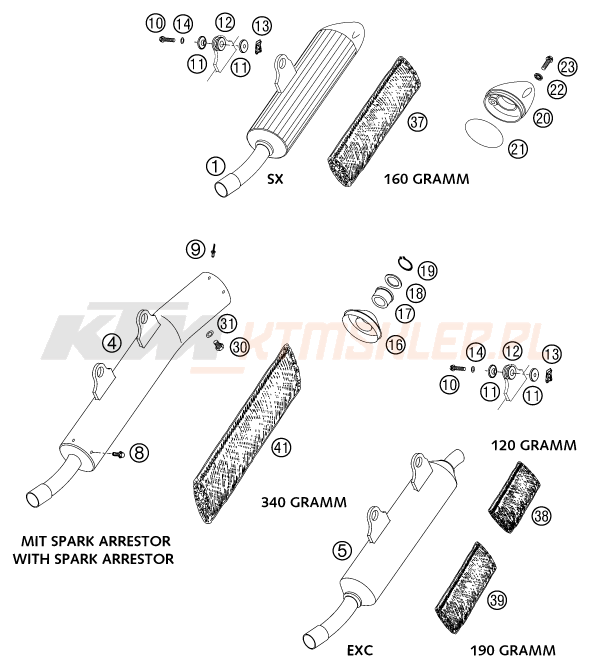Schemat "MAIN SILENCER" do KTM 125 SXS