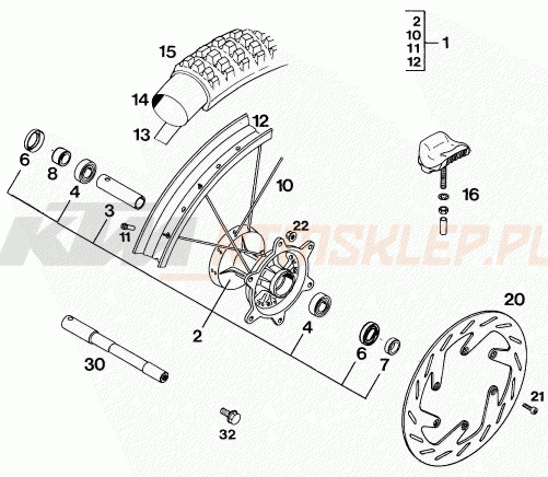 Schemat "koło przód" do KTM 550 MXC M/Ö