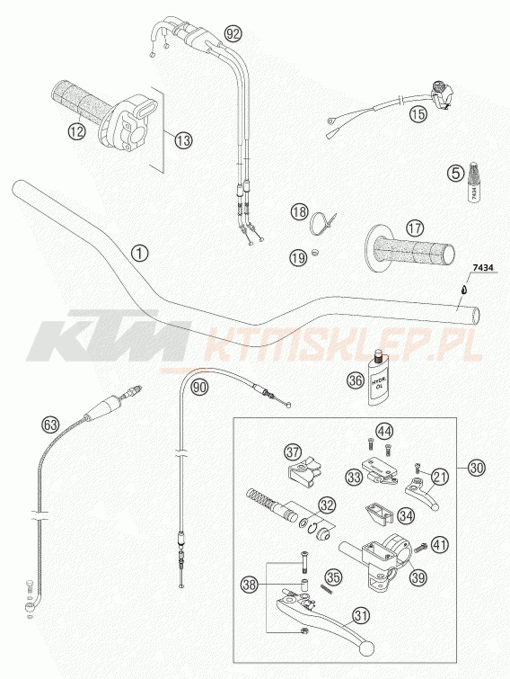 Schemat "kierownica i osprzęt" do KTM 450 SMR