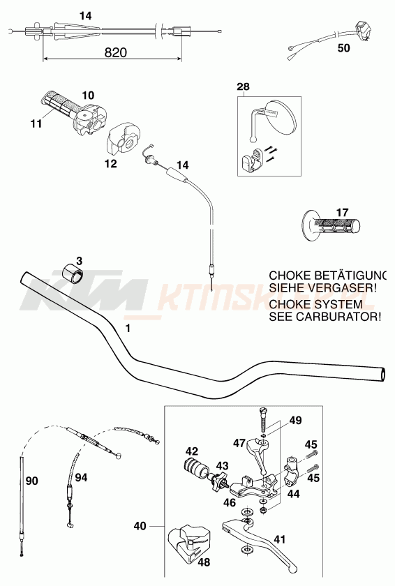 Schemat "kierownica i osprzęt" do KTM 400 SX-C