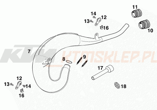 Schemat "układ wydechowy" do KTM 125 EXC