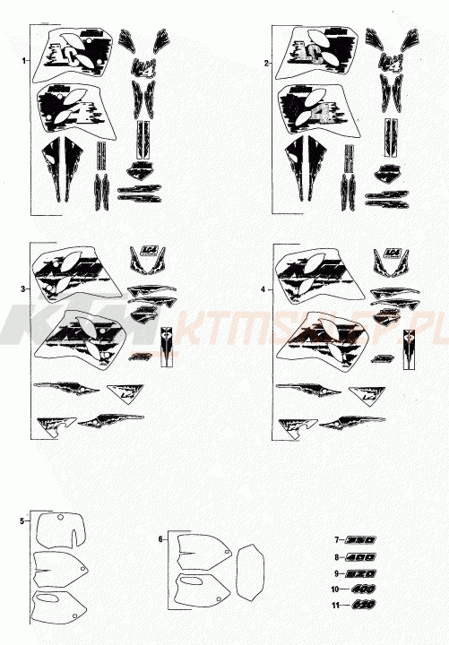 Schemat "naklejki" do KTM 620 SUPER-COMP WP/ 19kW