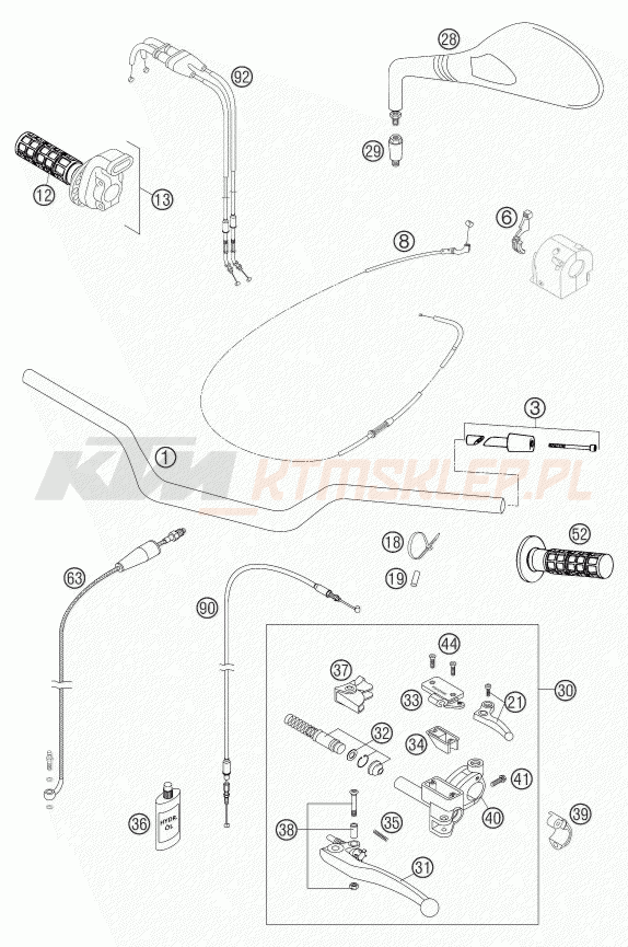 Schemat "kierownica i osprzęt" do KTM 640 DUKE II