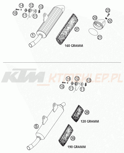 Schemat "układ wydechowy" do KTM 125 SX