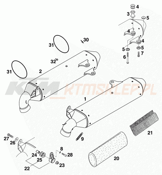Schemat "układ wydechowy" do KTM 640 DUKE II