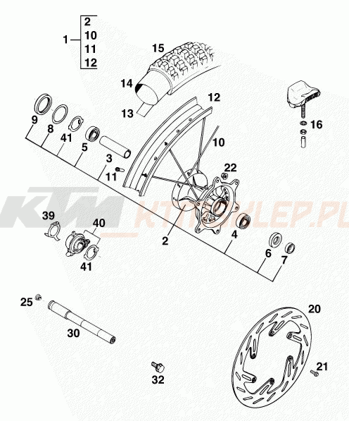 Schemat "koło przód" do KTM 400 SUPER-COMP WP/ 14kW