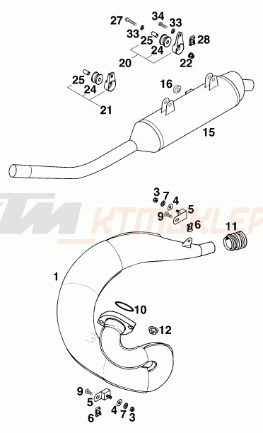 Schemat "układ wydechowy" do KTM 125 LC2 100 SCHWEIZ