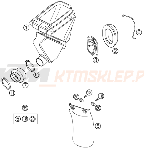 Schemat "filtr powietrza" do KTM 65 SX
