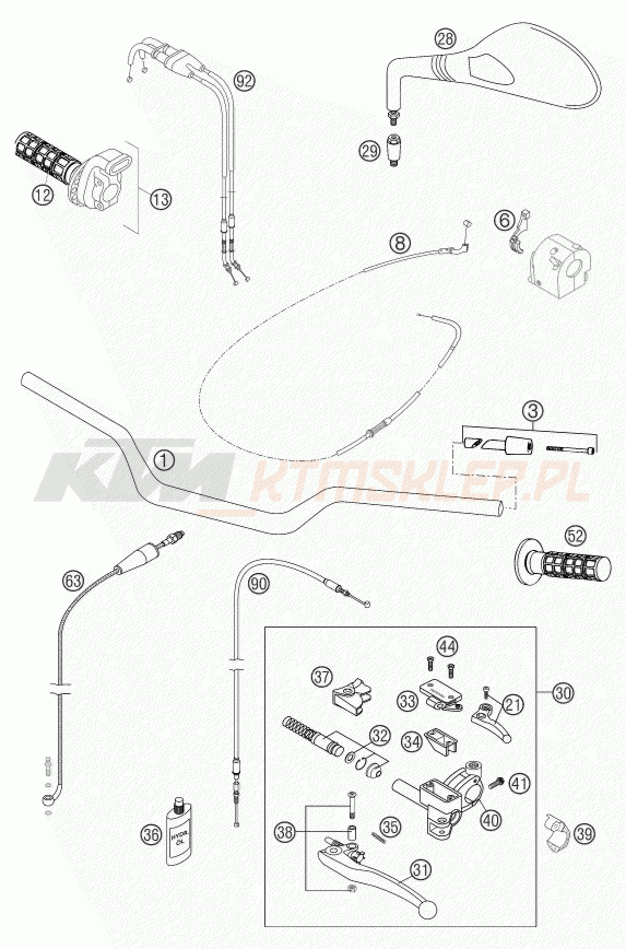 Schemat "kierownica i osprzęt" do KTM 640 DUKE II