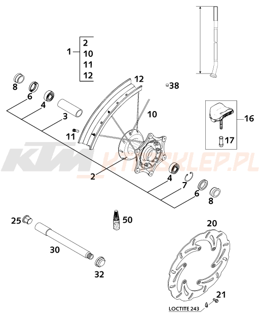 Schemat "koło przód" do KTM 620 SC