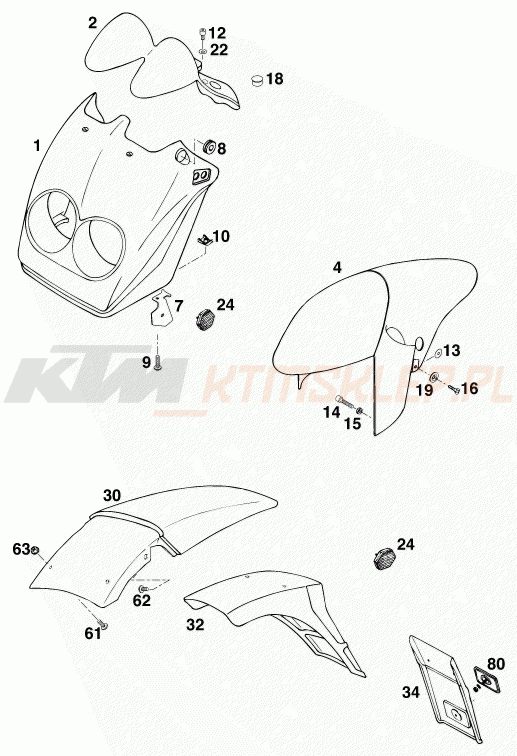 Schemat "czasza, błotniki" do KTM 125 STING/100