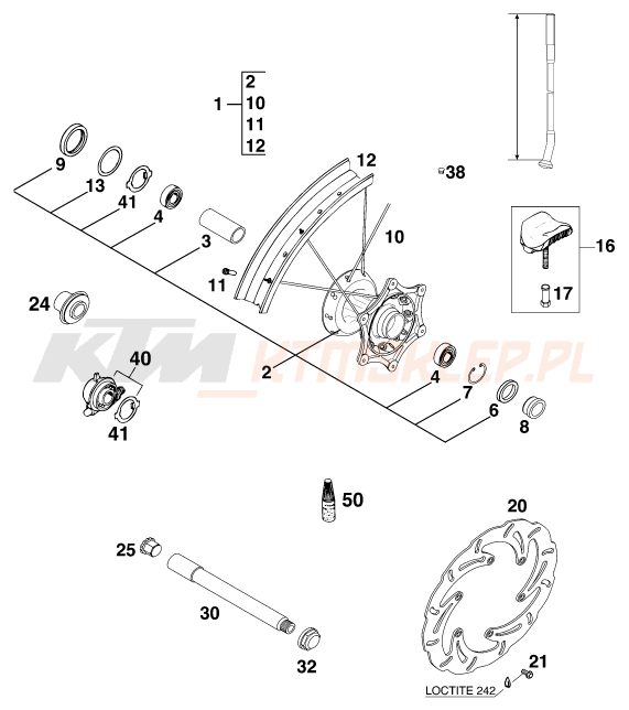 Schemat "koło przód" do KTM 620 SC