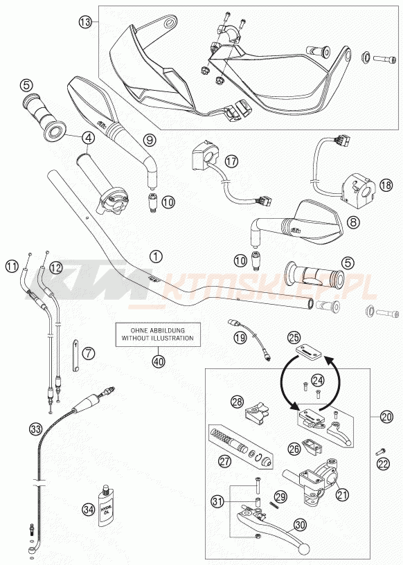 Schemat "kierownica i osprzęt" do KTM 990 SUPERMOTO T LIM. EDIT.