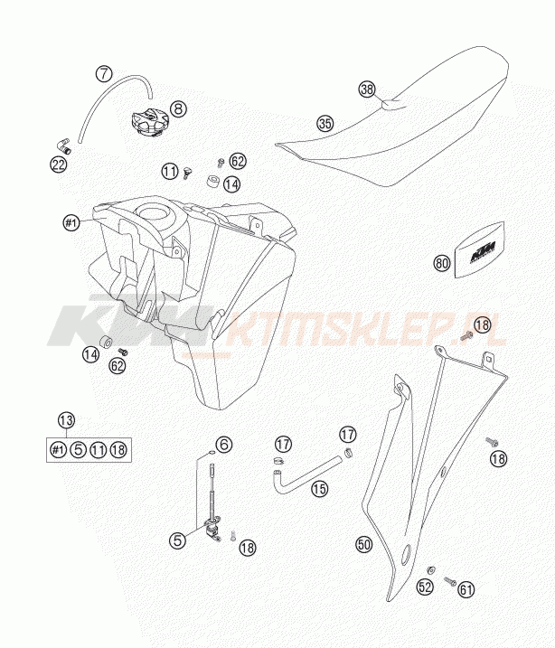 Schemat "TANK, SEAT" do KTM 250 XC-W