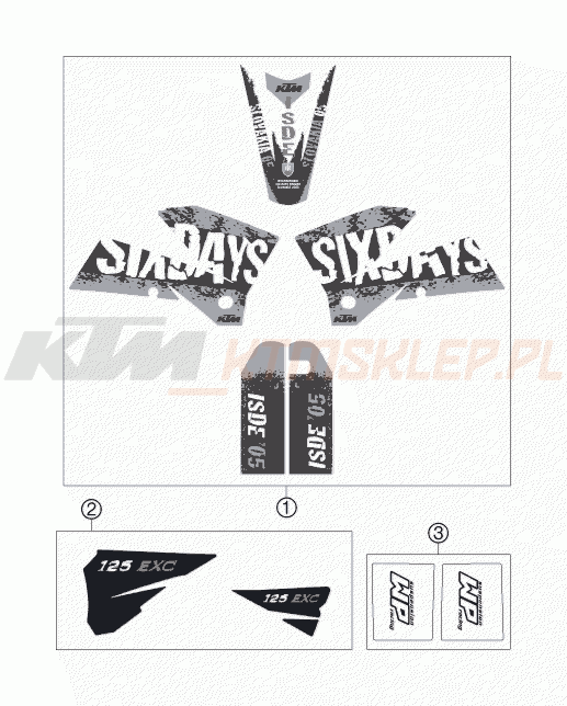 Schemat "naklejki" do KTM 125 EXC SIX-DAYS