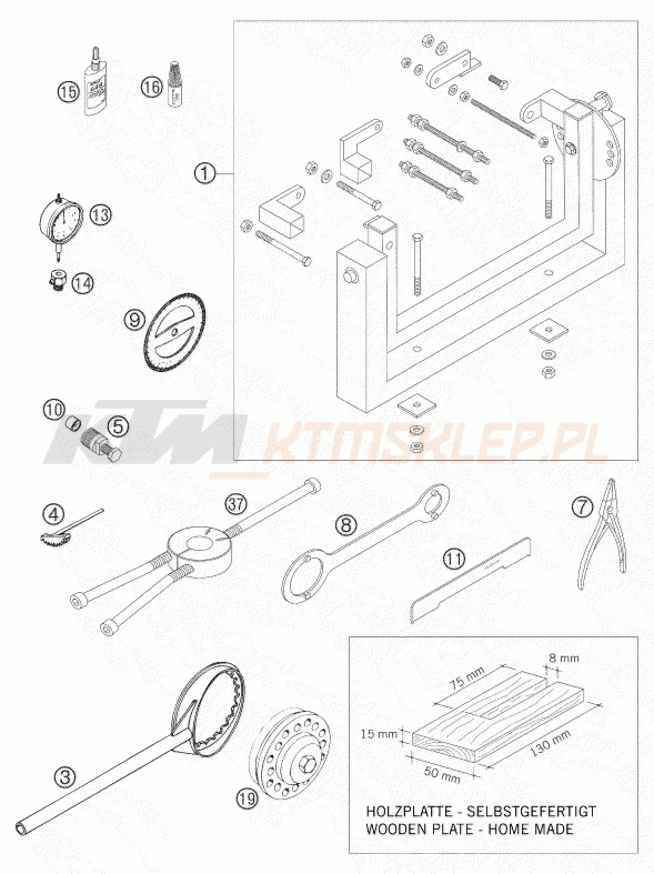 Schemat "Special tools (engine)" do KTM 250 EXC