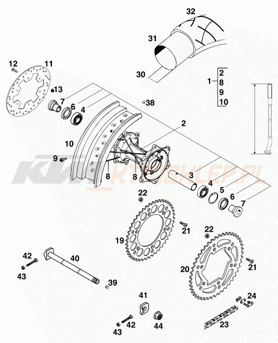Schemat "koło tył" do KTM 125 STING/80