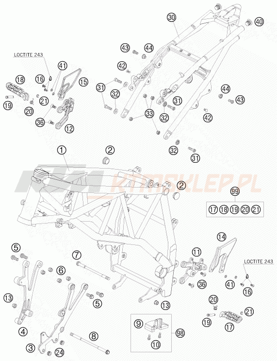 Schemat "rama" do KTM 990 SUPER DUKE R