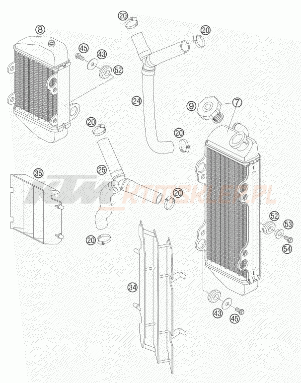 Schemat "układ chłodzenia" do KTM 105 SX