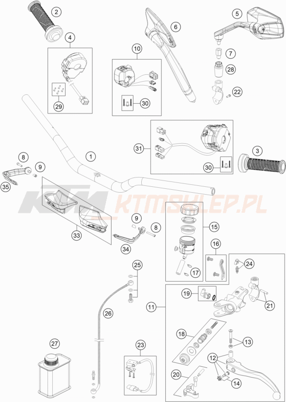 Schemat "kierownica i osprzęt" do KTM 1290 Super Duke GT