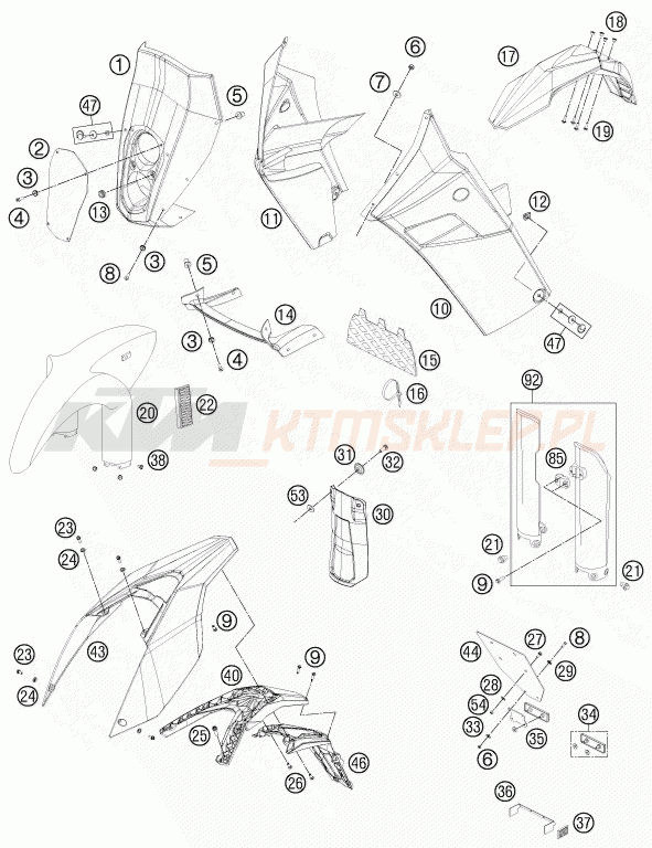 Schemat "czasza, błotniki" do KTM 450 RALLY FACTORY REPLICA
